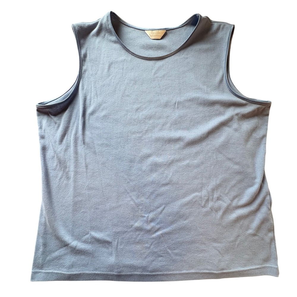 CJ Banks Tank Top Women XL Blue‎ Excellent 100% Cotton Sleeveless Scoop Neck